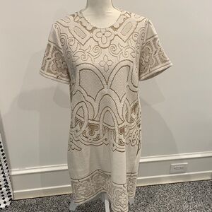 Double J Cream and Gold Lace Cocktail Dress. XL. Worn once
